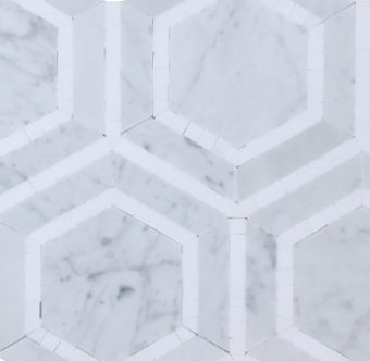 Carrara Hexagon & Thassos - Mosaic Tiles - Sydney Tile Gallery